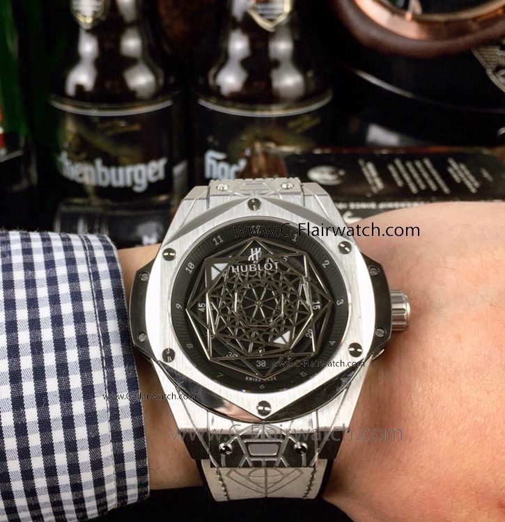 Swiss Quality Copy Hublot Sang Bleu Silver Case Sapphire Watch